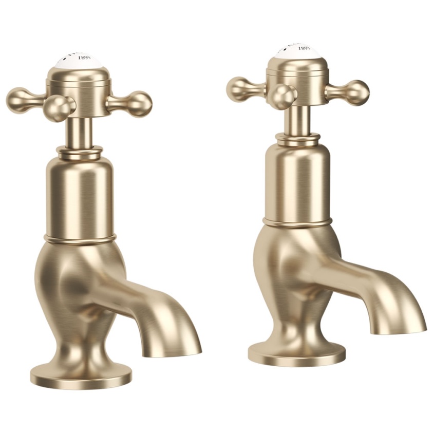 Cutout image of Crosswater Belgravia Brushed Brass Cloakroom Basin Pillar Taps